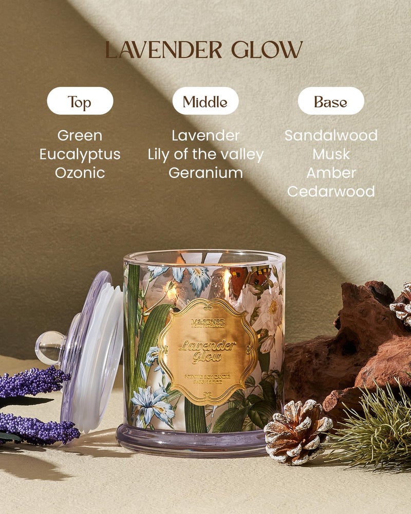 M&SENSE Lavender Candles for Home Scented, Organic Soy Candles with Natural Essential Oil, Relaxing Aromatherapy Candles for Bath Spa Meditation, 2 Wick 12.7oz Large Candle 75 Hour Long Lasting - Image 2