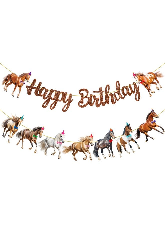 umoni Horse Happy Birthday Banners Horse Birthday Party Decorations 2PCS Racing Horse Banner Horse Birthday Party Supplies for Western Horse Themed Baby Shower Supplies - Image 1