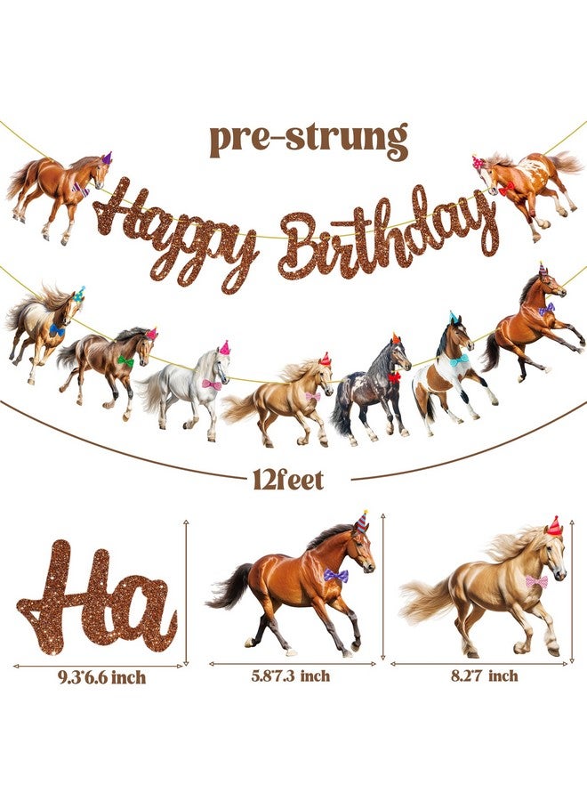 umoni Horse Happy Birthday Banners Horse Birthday Party Decorations 2PCS Racing Horse Banner Horse Birthday Party Supplies for Western Horse Themed Baby Shower Supplies - Image 5