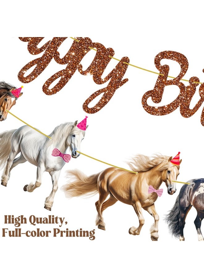umoni Horse Happy Birthday Banners Horse Birthday Party Decorations 2PCS Racing Horse Banner Horse Birthday Party Supplies for Western Horse Themed Baby Shower Supplies - Image 4