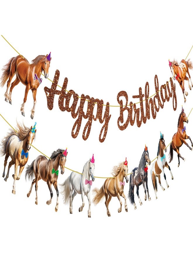 umoni Horse Happy Birthday Banners Horse Birthday Party Decorations 2PCS Racing Horse Banner Horse Birthday Party Supplies for Western Horse Themed Baby Shower Supplies - Image 2