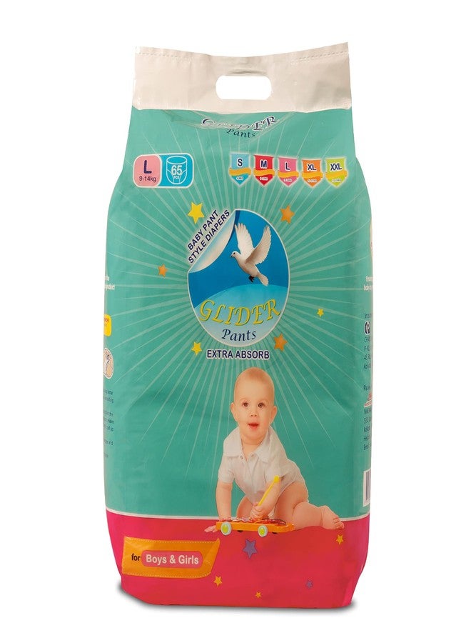 Glider Baby Pants Diapers with Wetness Indicator and High Absorbency, Large (9-14 kg), 65 Count - Image 1
