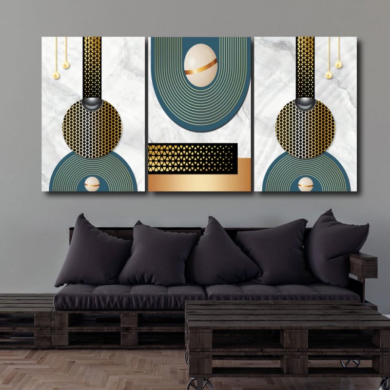Marktna Three luxurious modern-designed canvas prints with a hollow frame, measuring (150×70), three pieces - Image 1