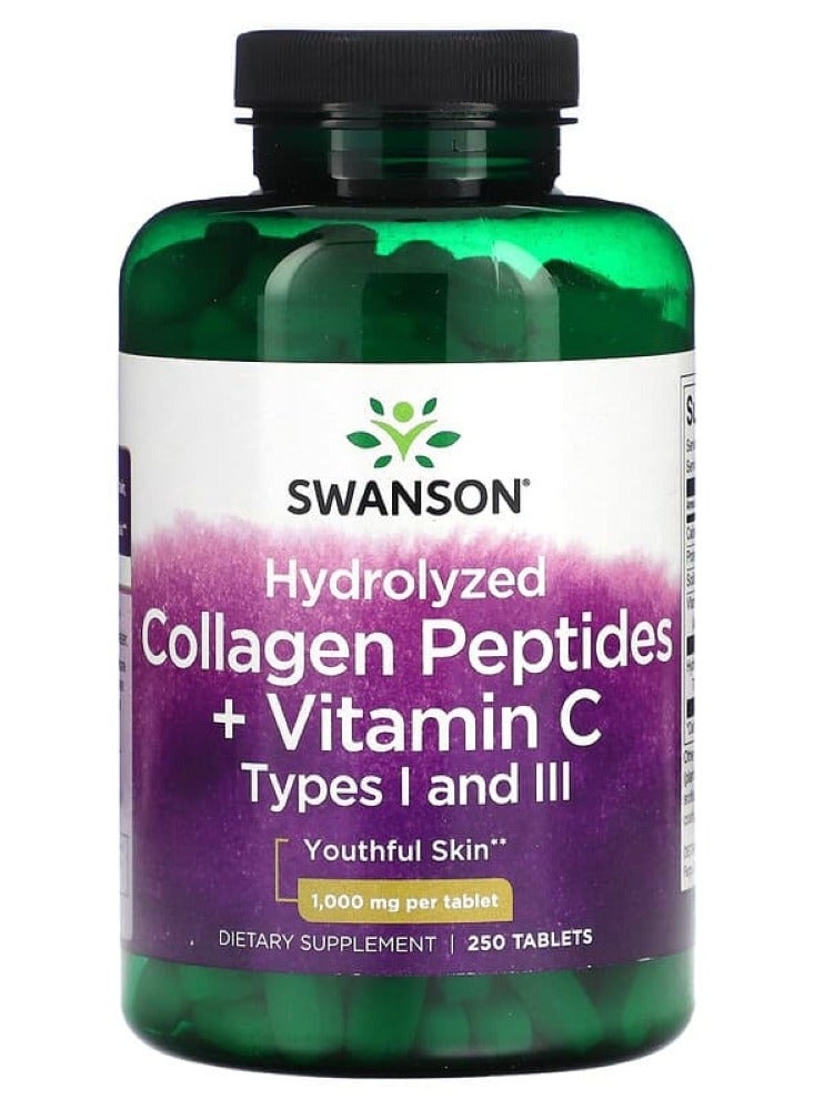 SWANSON Swanson, Hydrolyzed Collagen Peptides + Vitamin C , 1,000 mg, 250 Tablets 