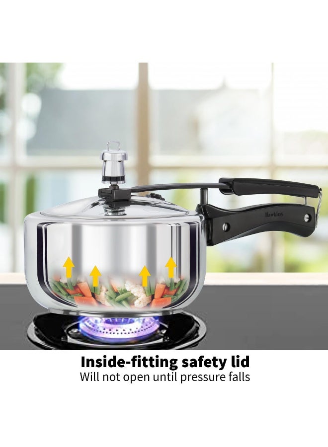 Hawkins 2 Liters Stainless Steel Pressure Cooker,With Inner Lid Induction Compatible,Silver - Image 5
