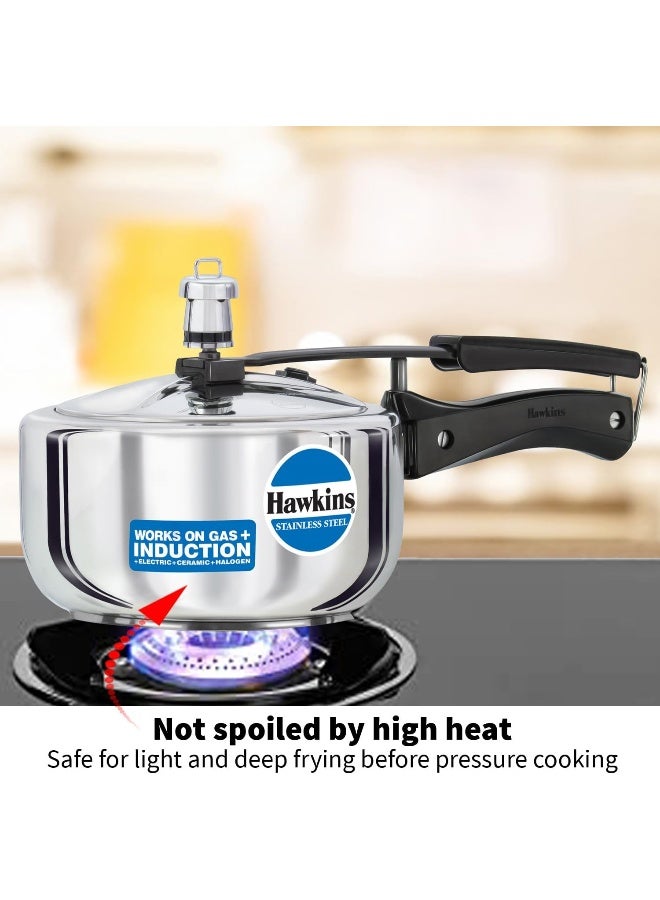 Hawkins 2 Liters Stainless Steel Pressure Cooker,With Inner Lid Induction Compatible,Silver - Image 4