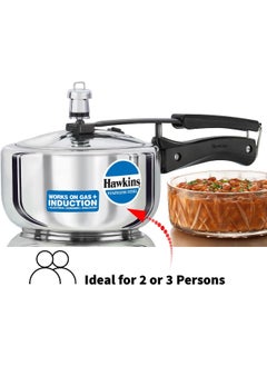 Hawkins 2 Liters Stainless Steel Pressure Cooker,With Inner Lid Induction Compatible,Silver  - Image 2