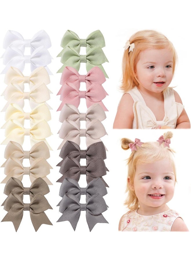 Jollybows 20pcs Baby Hair Clips Girls Bows 2" Mini Ribbon Alligator Clip Toddler Pigtail Bow Fine Hair Clip - Image 1
