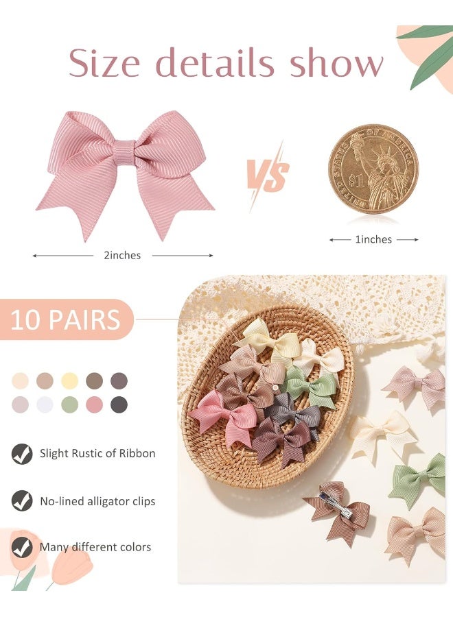Jollybows 20pcs Baby Hair Clips Girls Bows 2" Mini Ribbon Alligator Clip Toddler Pigtail Bow Fine Hair Clip - Image 2