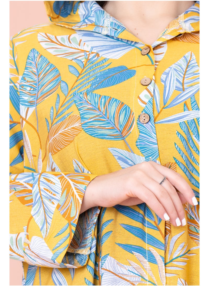 IKKXA Floral Printed Hoodie Jalabiya  - Image 4