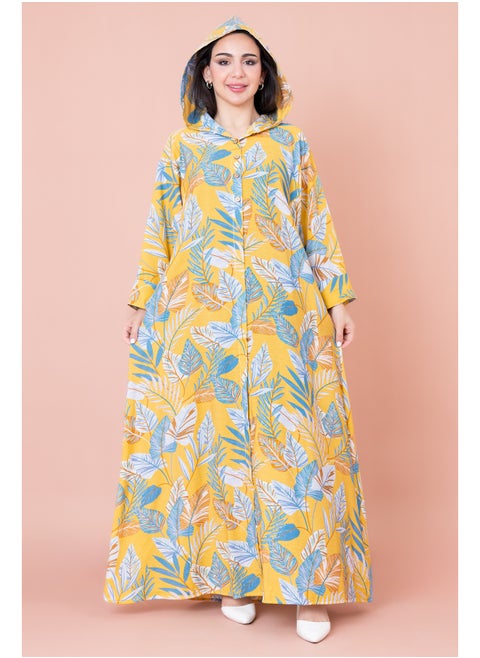 Floral Printed Hoodie Jalabiya