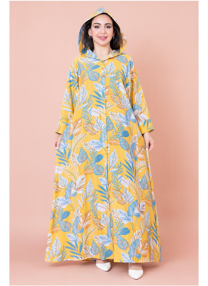 IKKXA Floral Printed Hoodie Jalabiya  - Image 1