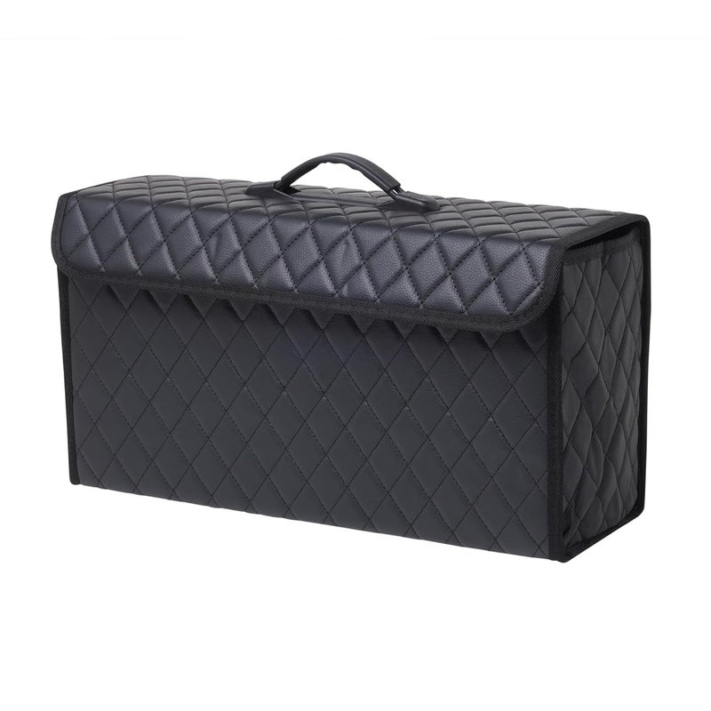 JVCV منظم حقيبة صندوق السيارة من جلد PU، مع غطاء، ملحقات السيارة المضادة للانزلاق، صندوق تخزين قابل للطي، مقاوم للماء للسيارة، SUV، سيدان، شاحنة، ميني فان (كبير - جلد PU) - Image 1