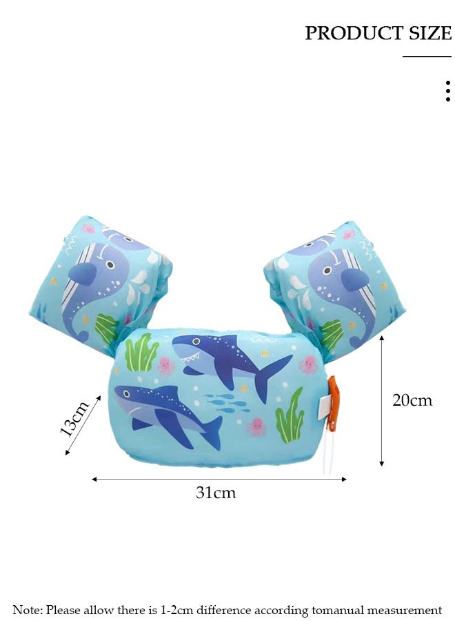 DUNISO Kids Shark Pattern Swim Arm Floaties, Toddler Buoyancy Vest, Safe Learning Swim Aid for Boys & Girls, Pool & Beach - Image 2