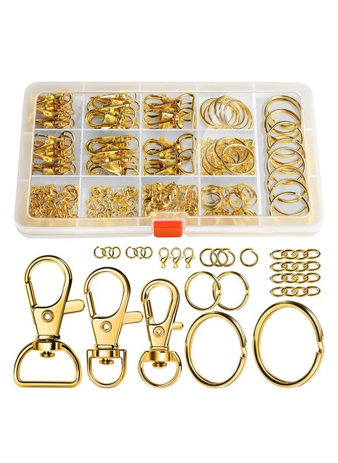 265PCS Keychain Clip with Key Chain Rings, Key Chain Making Kit, Lobster Claw Clasps Key Chain Hook Keychain Kit Keychain Rings Bulk, Key Ring Clips Gold Keyrings for Crafts, Gold Keychains