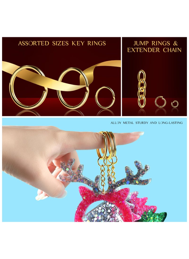 265PCS Keychain Clip with Key Chain Rings, Key Chain Making Kit, Lobster Claw Clasps Key Chain Hook Keychain Kit Keychain Rings Bulk, Key Ring Clips Gold Keyrings for Crafts, Gold Keychains