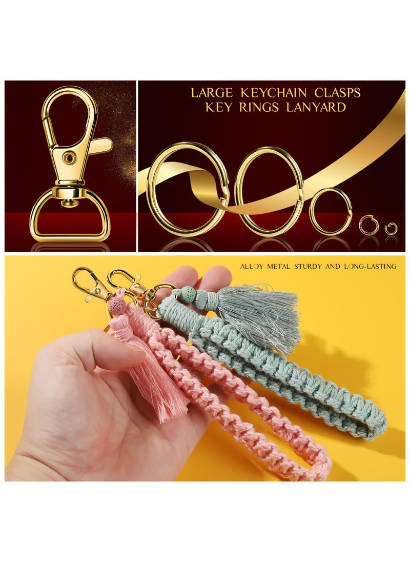 265PCS Keychain Clip with Key Chain Rings, Key Chain Making Kit, Lobster Claw Clasps Key Chain Hook Keychain Kit Keychain Rings Bulk, Key Ring Clips Gold Keyrings for Crafts, Gold Keychains