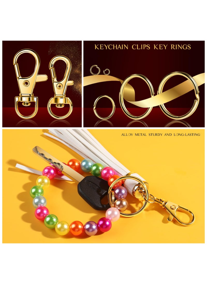 265PCS Keychain Clip with Key Chain Rings, Key Chain Making Kit, Lobster Claw Clasps Key Chain Hook Keychain Kit Keychain Rings Bulk, Key Ring Clips Gold Keyrings for Crafts, Gold Keychains
