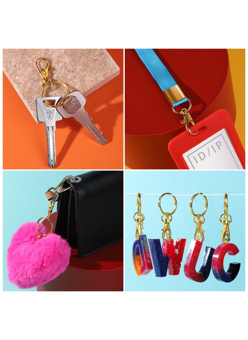 265PCS Keychain Clip with Key Chain Rings, Key Chain Making Kit, Lobster Claw Clasps Key Chain Hook Keychain Kit Keychain Rings Bulk, Key Ring Clips Gold Keyrings for Crafts, Gold Keychains