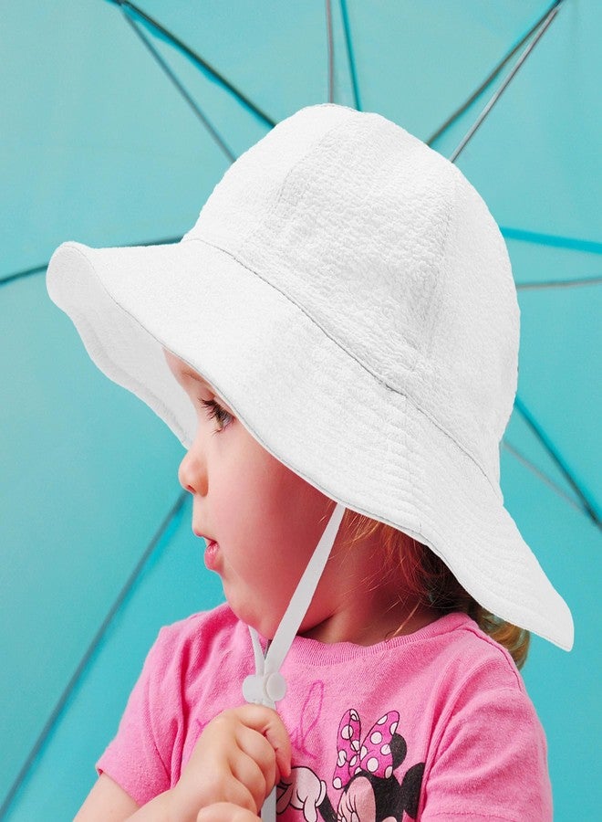 Zando Seersucker Baby Sun Hat 6-12 Months UPF 50+ Adjustable Toddler Bucket Hats for Boys Girls Beach Hat Breathable Summer Cap Wide Brim White Bucket Hat for Newborns Infants Toddlers - Image 5