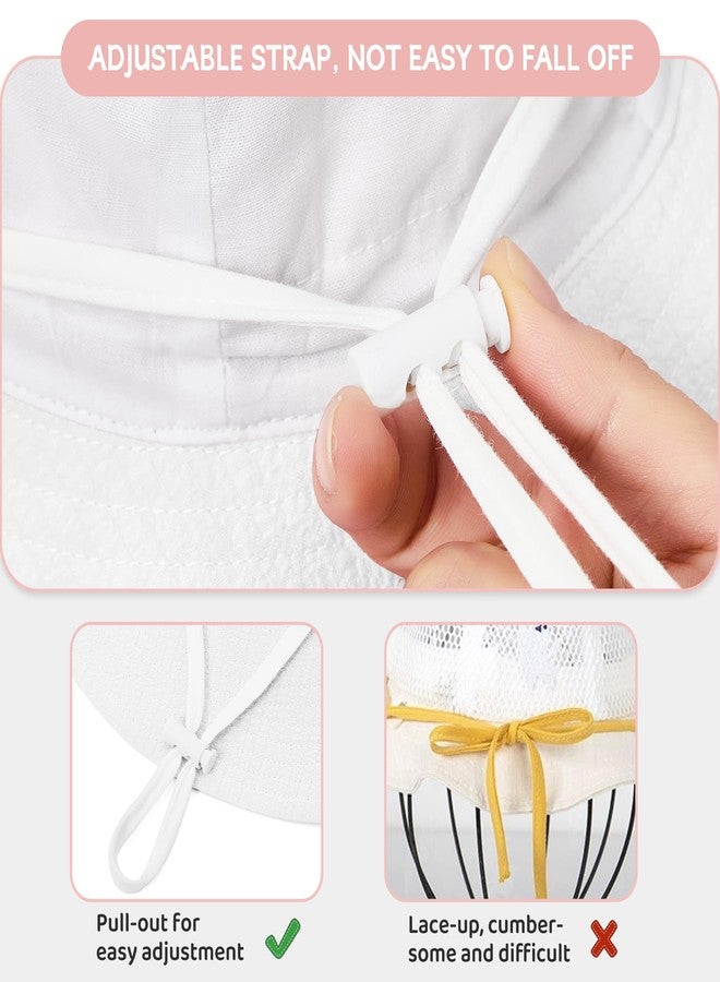 Zando Seersucker Baby Sun Hat 6-12 Months UPF 50+ Adjustable Toddler Bucket Hats for Boys Girls Beach Hat Breathable Summer Cap Wide Brim White Bucket Hat for Newborns Infants Toddlers - Image 4