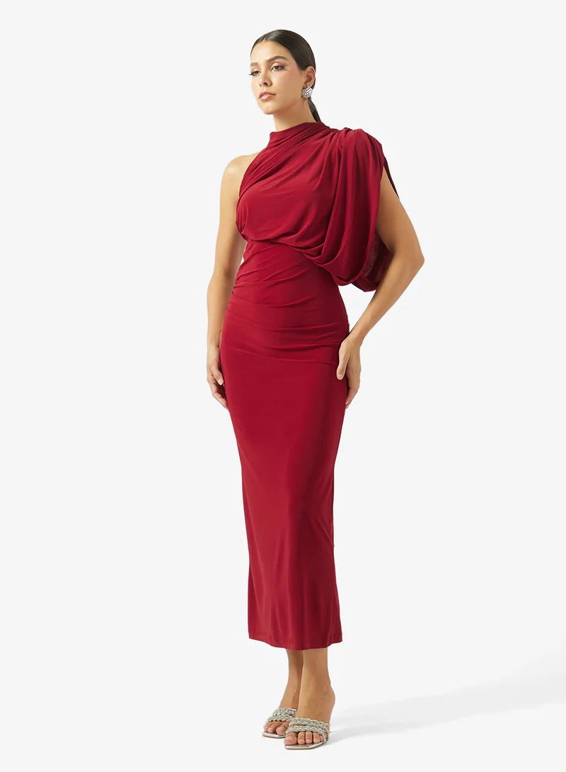 ايلا One Shoulder Draped Bodycon Dress