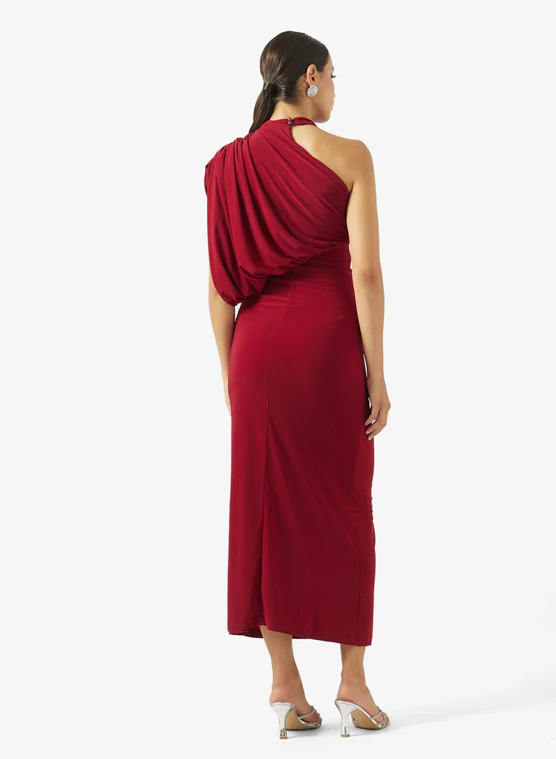 ايلا One Shoulder Draped Bodycon Dress