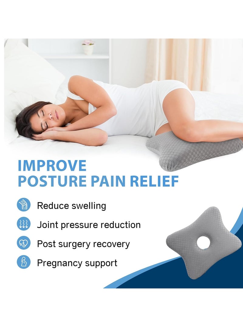 wuwumiline Leg & Knee Pillow for Side Sleepers - Upgraded Memory Foam Pillow Between Legs for Side Sleeping, Leg Pillow for Back, Hip, Sciatica Pain Relief, Side Sleeper Wedge Pillow (Light gray-no straps)  - Image 2