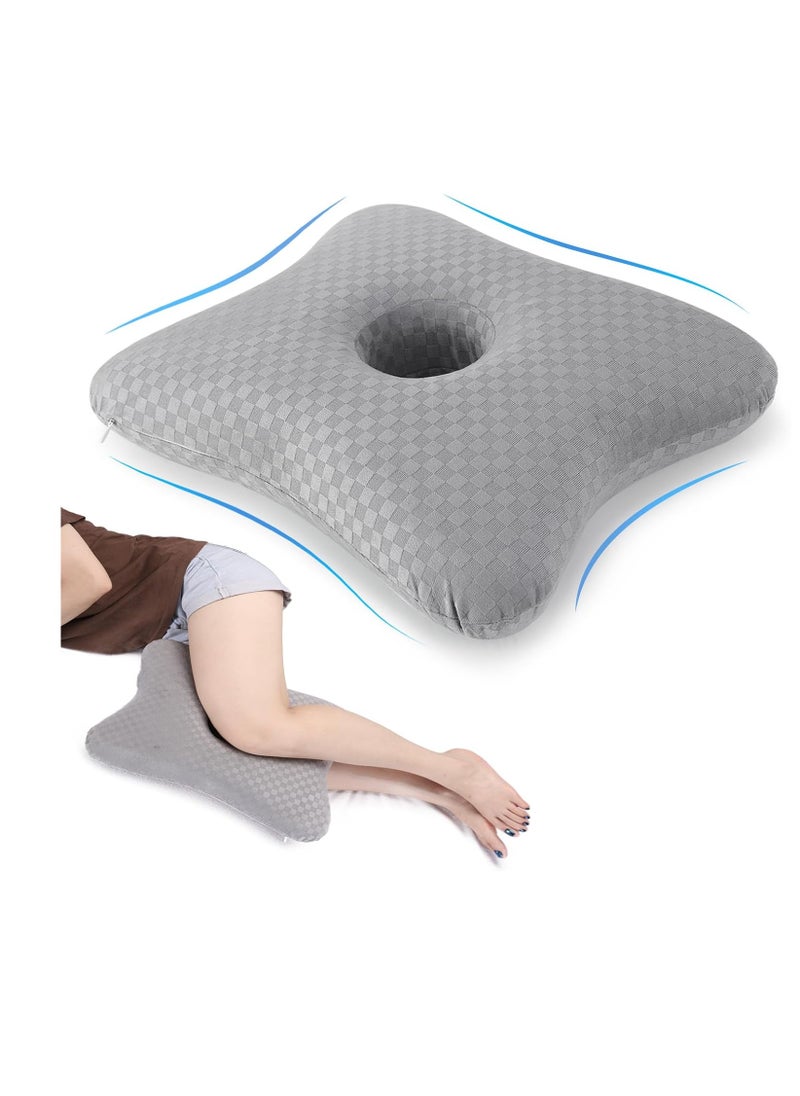 wuwumiline Leg & Knee Pillow for Side Sleepers - Upgraded Memory Foam Pillow Between Legs for Side Sleeping, Leg Pillow for Back, Hip, Sciatica Pain Relief, Side Sleeper Wedge Pillow (Light gray-no straps)  - Image 1