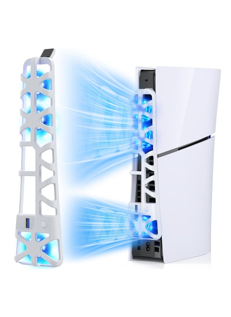 DOBE - Cooling Fan for PS5 Slim Console Quiet Cooling System with Memory Function and LED Light Cooler with 3 High-Speed Fans & USB 3.0 Port for PS5 Slim Digital & Discs Edition - Image 1