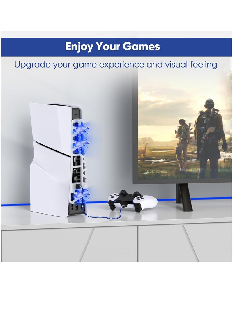 DOBE - Cooling Fan for PS5 Slim Console Quiet Cooling System with Memory Function and LED Light Cooler with 3 High-Speed Fans & USB 3.0 Port for PS5 Slim Digital & Discs Edition - Image 1