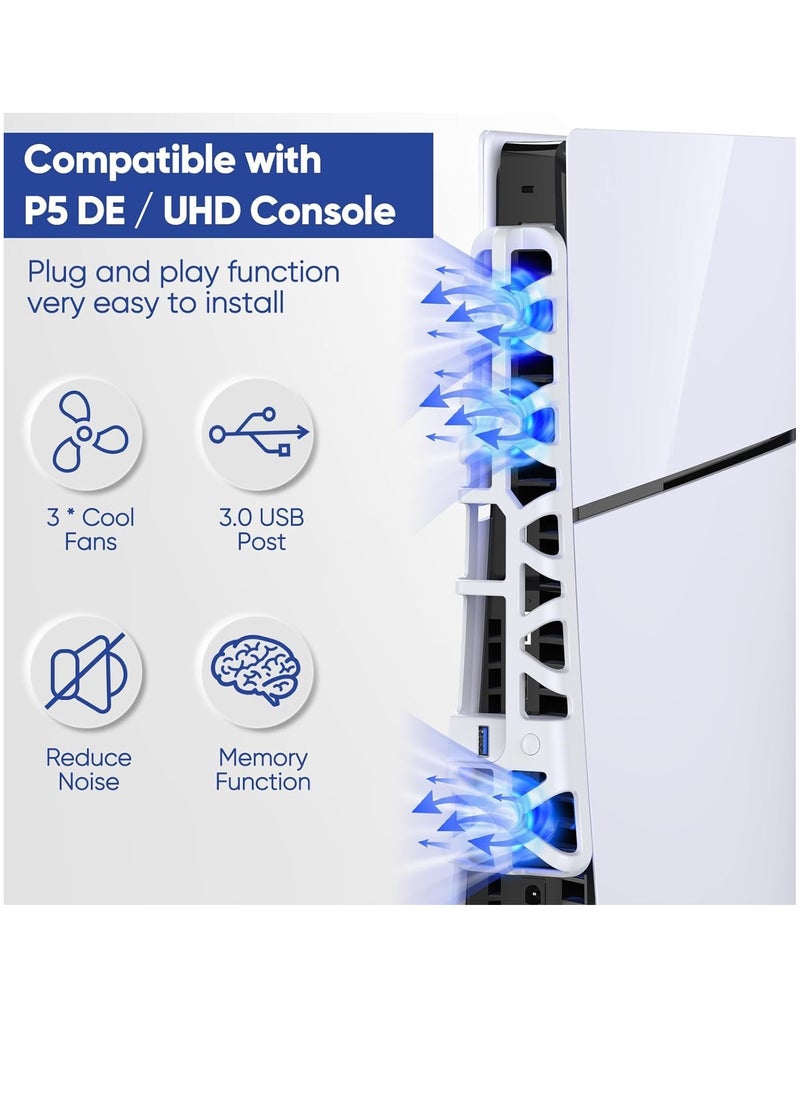 DOBE - Cooling Fan for PS5 Slim Console Quiet Cooling System with Memory Function and LED Light Cooler with 3 High-Speed Fans & USB 3.0 Port for PS5 Slim Digital & Discs Edition - Image 1