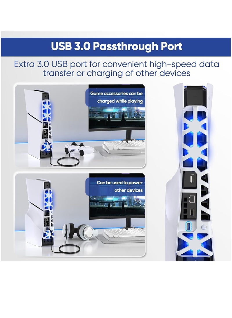 DOBE - Cooling Fan for PS5 Slim Console Quiet Cooling System with Memory Function and LED Light Cooler with 3 High-Speed Fans & USB 3.0 Port for PS5 Slim Digital & Discs Edition - Image 1