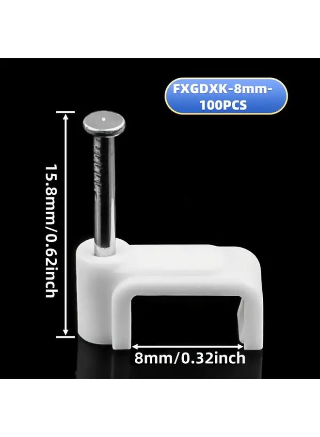 100pcs Heavy Duty Cable Clips 8mm Steel Nail Wire Organizer for Ethernet USB HDTV - Image 1
