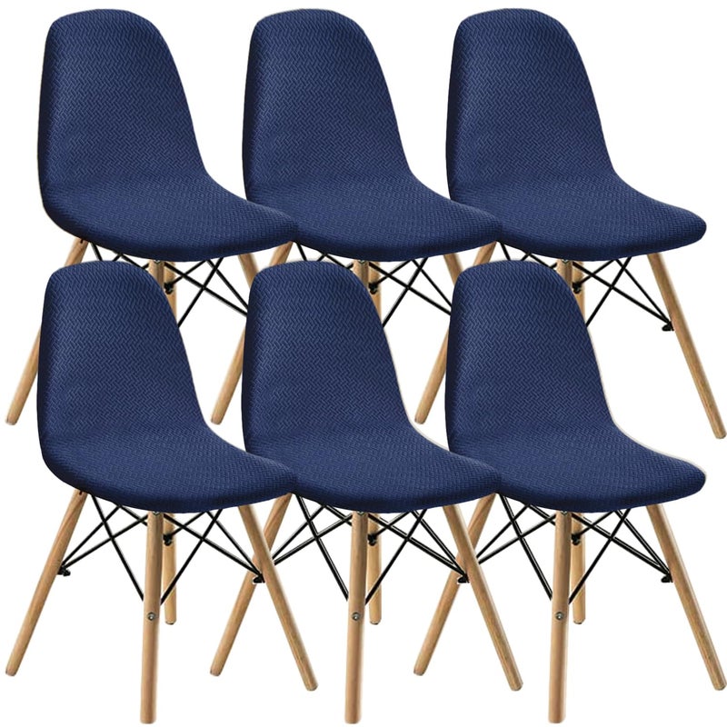 KELUINA Dining Chairs Covers Set of 246 Style Shell Mid Century Modern Chair Sipcover Upholstered Accent Side Chair Covers Navy 6 PCS