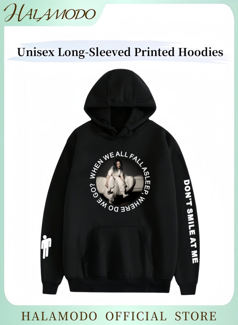 HALAMODO Unisex Hoodies Long-Sleeved Printed Tops Casual Sweatshirts Soft Sportswear Fashion Youth Pullovers with Drawstrings for Daily Wear - Image 1