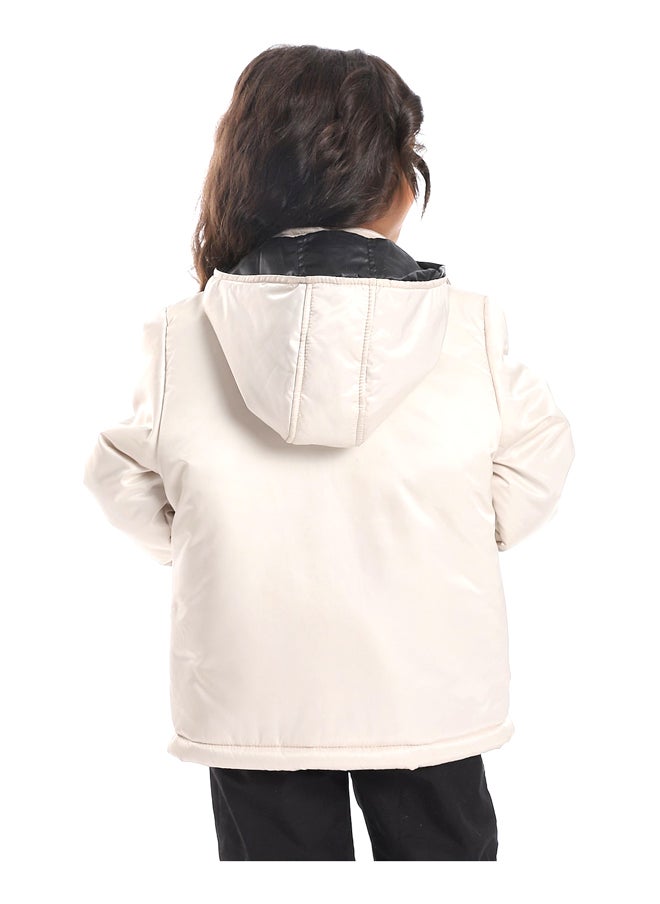 Andora - Ivory Waterproof Zipper Bomber Jacket_Beige - Image 1