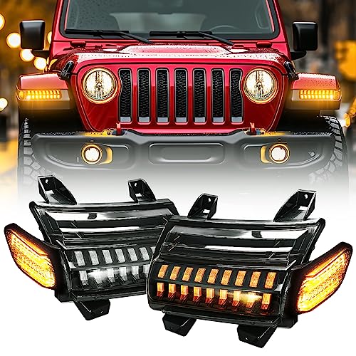 LX-LIGHT New Upgrade Smoke Lens LED Fender Light Kit for JL Wrangler JT Gladiator, LED Turn Signal Lights with DRL & Side Marker Lights Replacement for Jeep Wrangler JL JT 2018-2023 - Image 1