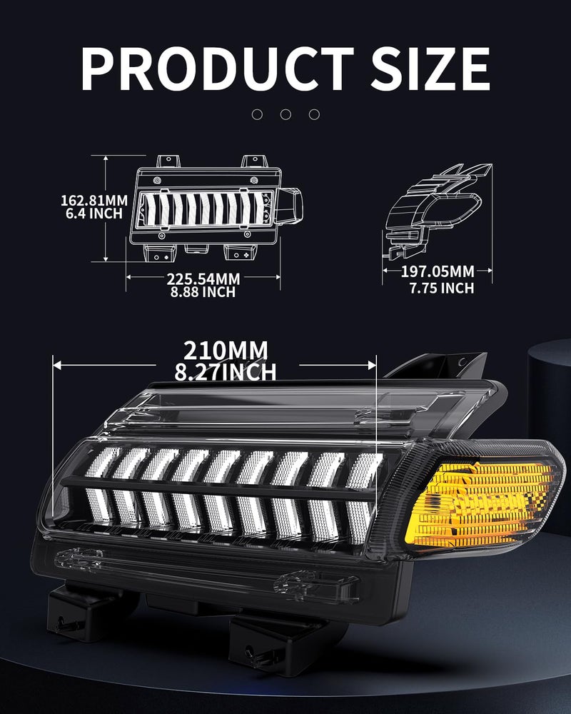 LX-LIGHT New Upgrade Smoke Lens LED Fender Light Kit for JL Wrangler JT Gladiator, LED Turn Signal Lights with DRL & Side Marker Lights Replacement for Jeep Wrangler JL JT 2018-2023 - Image 5