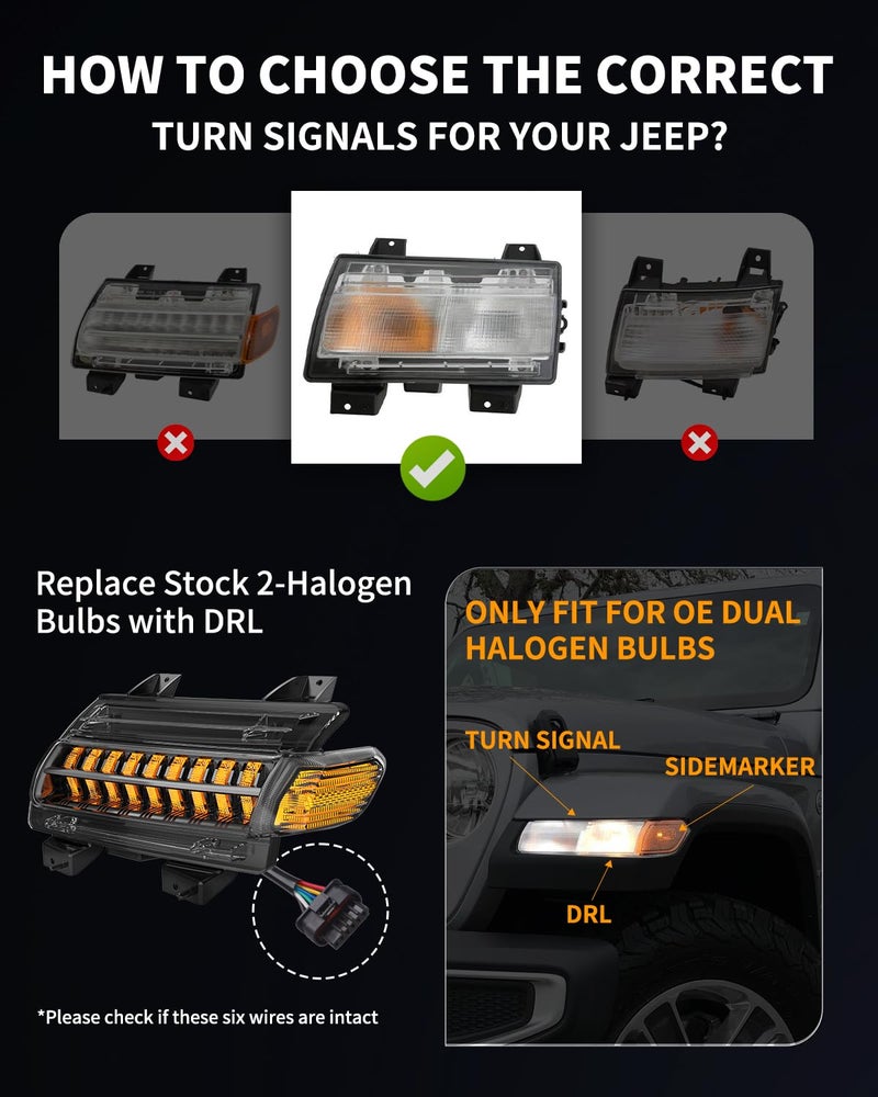 LX-LIGHT New Upgrade Smoke Lens LED Fender Light Kit for JL Wrangler JT Gladiator, LED Turn Signal Lights with DRL & Side Marker Lights Replacement for Jeep Wrangler JL JT 2018-2023 - Image 3