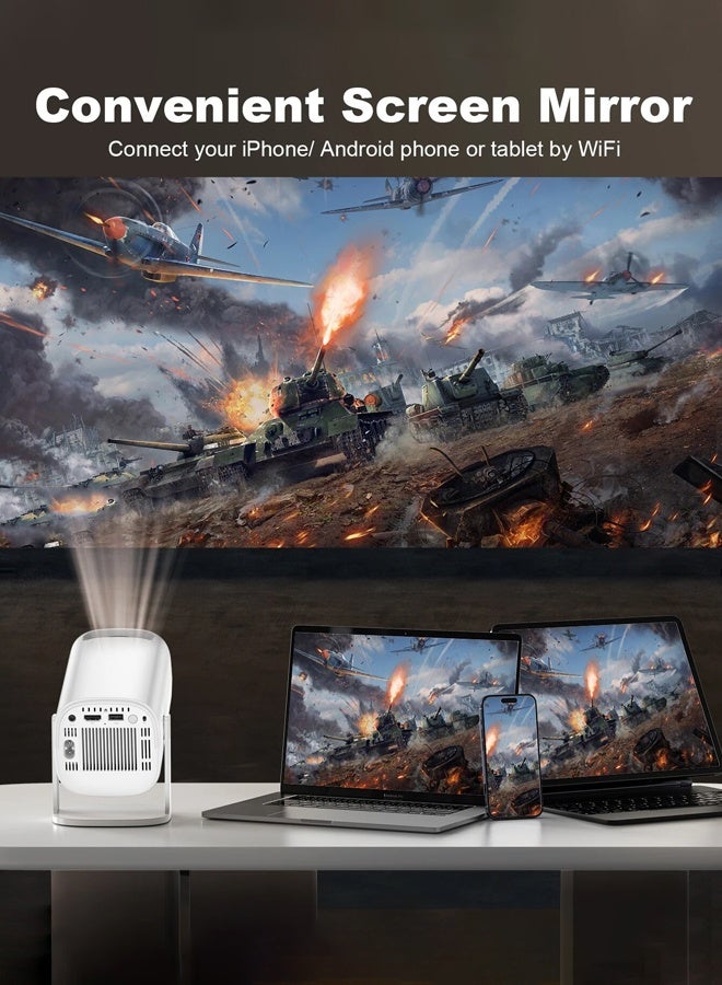 Salange Mini Projector,Smart Projectors WIFI 6 and Bluetooth,4K 1080P Projector Auto Focus Keystone 180° Rotatable,Home Video Movie Bedroom Projector,Compatible with Smartphone Laptop Gaming HDMI - Image 2