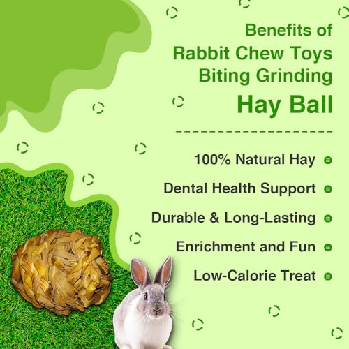 Gachwala Organic Hay Chew Toy for Small Pets, Rabbit Hay Chew Ball,Guinea Pig Hay Toy, Chewable Hay Toy for Hamsters, Small Pet High Fiber Ball, High Fiber Food - Image 2