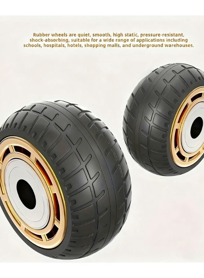 2Pcs 3 Inch Solid Rubber Casters With Dual Ball Bearings And Brake System - Image 4