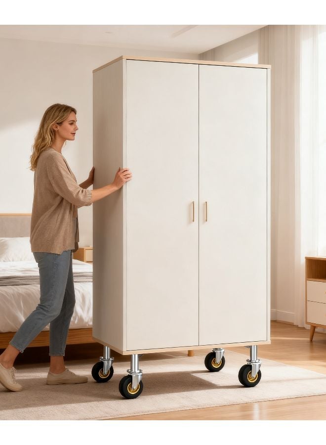 2Pcs 3 Inch Solid Rubber Casters With Dual Ball Bearings And Brake System - Image 3