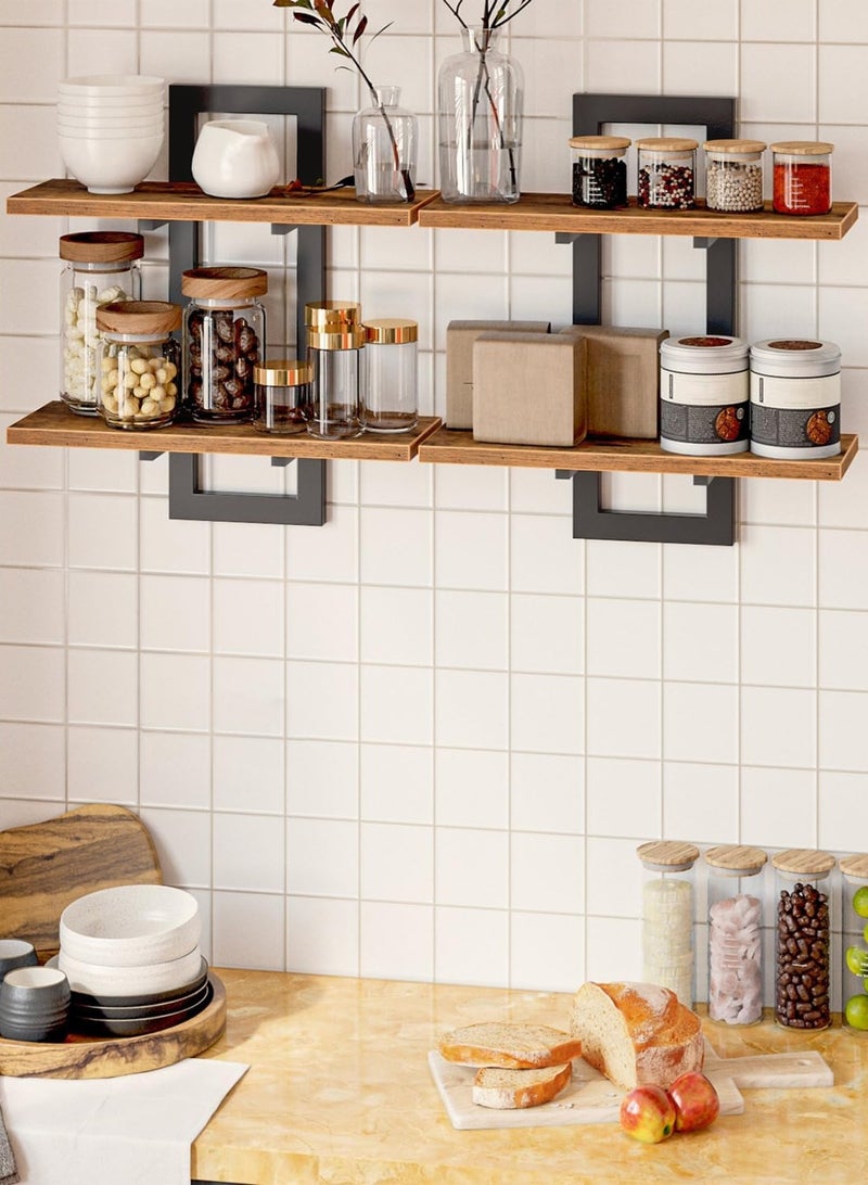 لوبيتيز رفوف عائمة ، مجموعة رفوف جدارية 15 بوصة من 1 ، رفوف تخزين مثبتة على الجدار 2-Tier ، رفوف حمام معلقة ، لغرفة المعيشة ، غرفة النوم ، الحمام ، المطبخ ، البني - Image 4