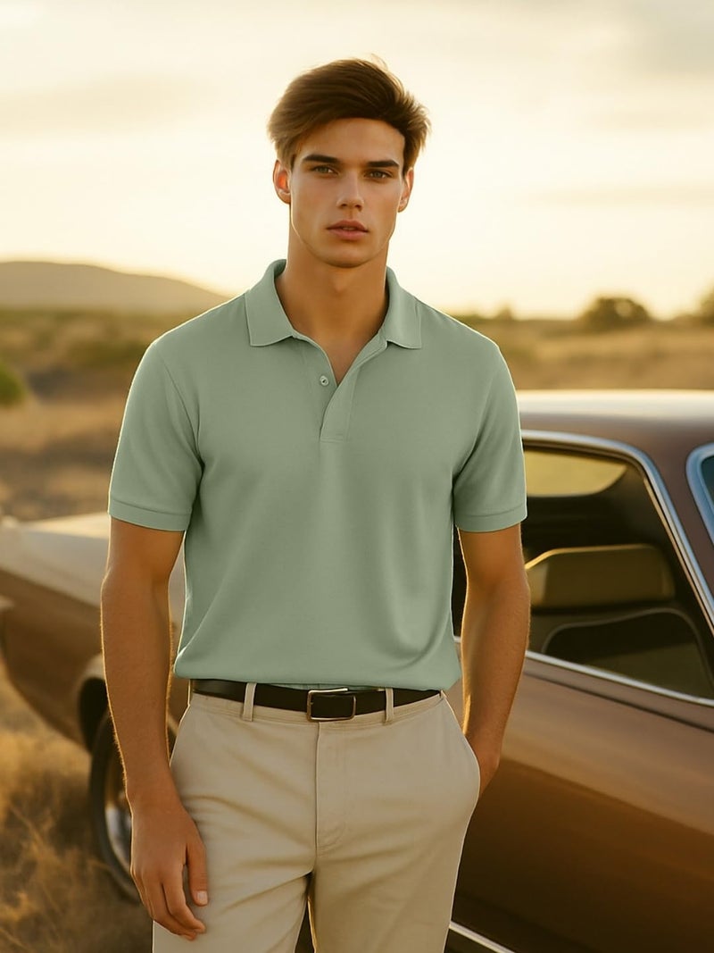 NOBERO Men's Cotton Solid Regular Fit Polo Shirt - Image 5