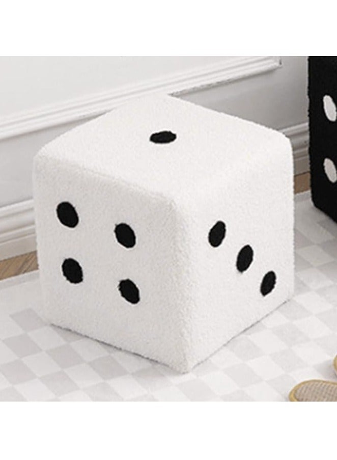 Generic Dice Ottoman Cube Chair，Small Square Footstool，Sponges Upholstered Footstool，Cube Bench，Lambswool Footstool，Dice Stool.for Living Room,Bedroom,Homeoffice Removable and Washable(White)  - Image 3