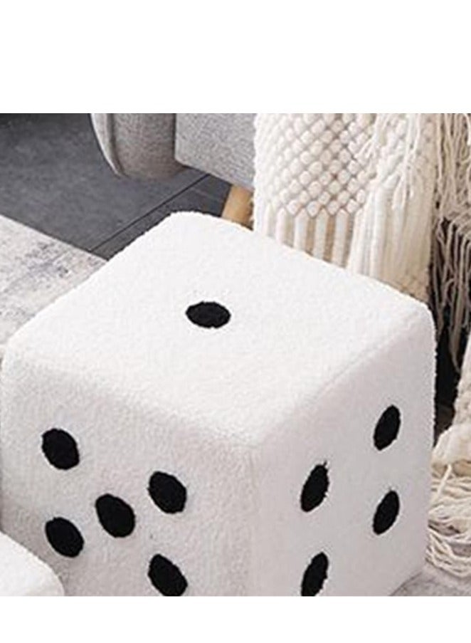 Generic Dice Ottoman Cube Chair，Small Square Footstool，Sponges Upholstered Footstool，Cube Bench，Lambswool Footstool，Dice Stool.for Living Room,Bedroom,Homeoffice Removable and Washable(White)  - Image 5