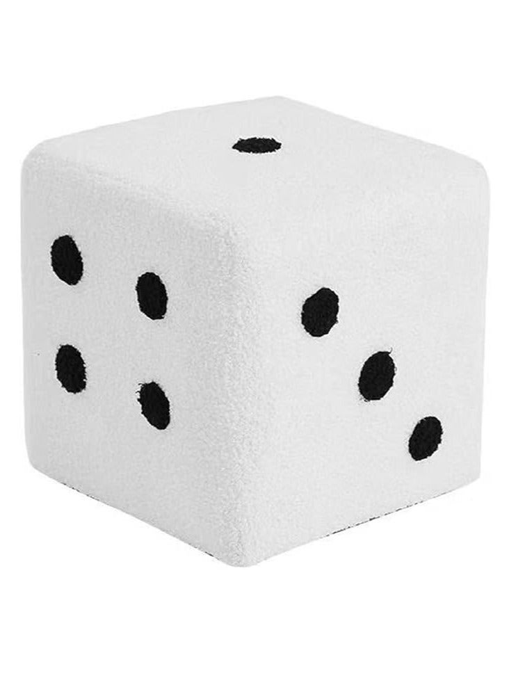 Generic Dice Ottoman Cube Chair，Small Square Footstool，Sponges Upholstered Footstool，Cube Bench，Lambswool Footstool，Dice Stool.for Living Room,Bedroom,Homeoffice Removable and Washable(White)  - Image 2