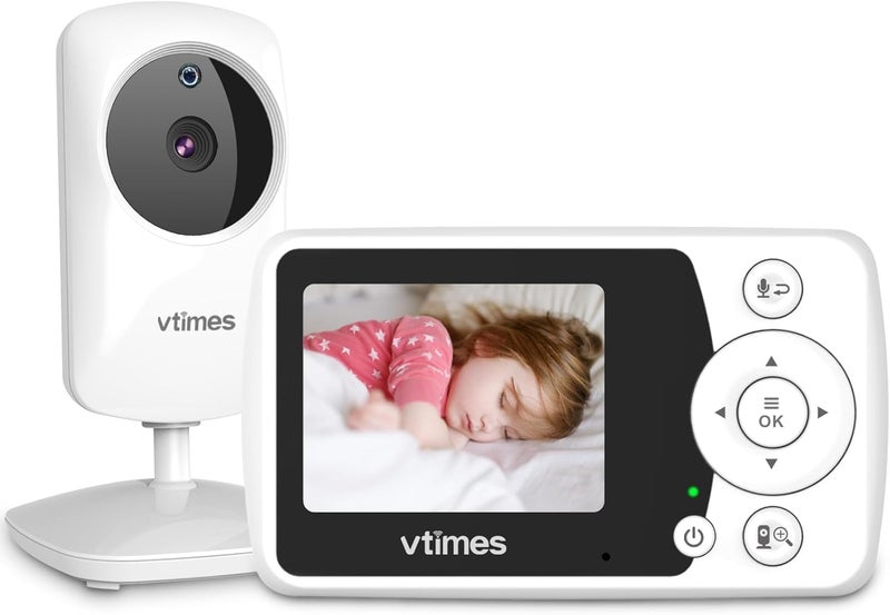 VTimes Baby Monitor with Camera and Audio Video Baby Monitor No WiFi Night Vision 24 LCD Screen Portable Baby Camera Monitor Alarm Lullaby Temperature Sensor and 1000ft Ideal for BabyElderlyPet